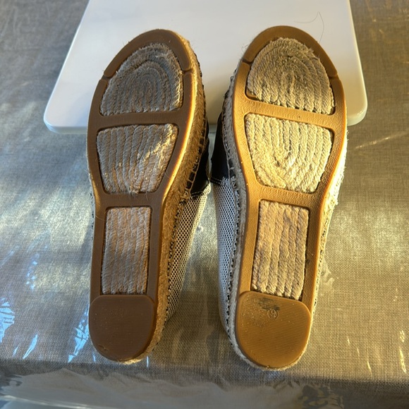 Tory Burch Black/White Canvas And Leather Logo Lonnie Espadrilles Flats Size 9M - Picture 10 of 13